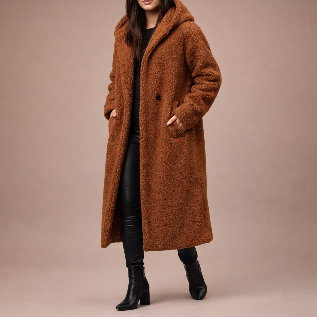 Ameera – Hooded Teddy Bear Coat for Women