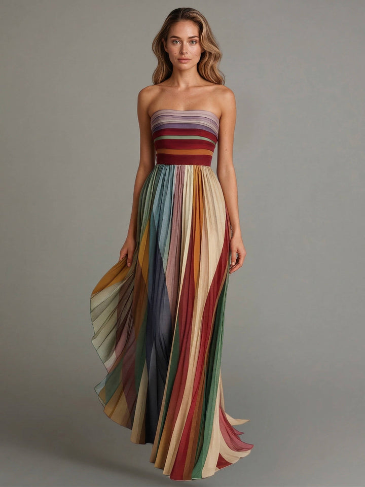 Myra – Strapless Pleated Maxi Dress