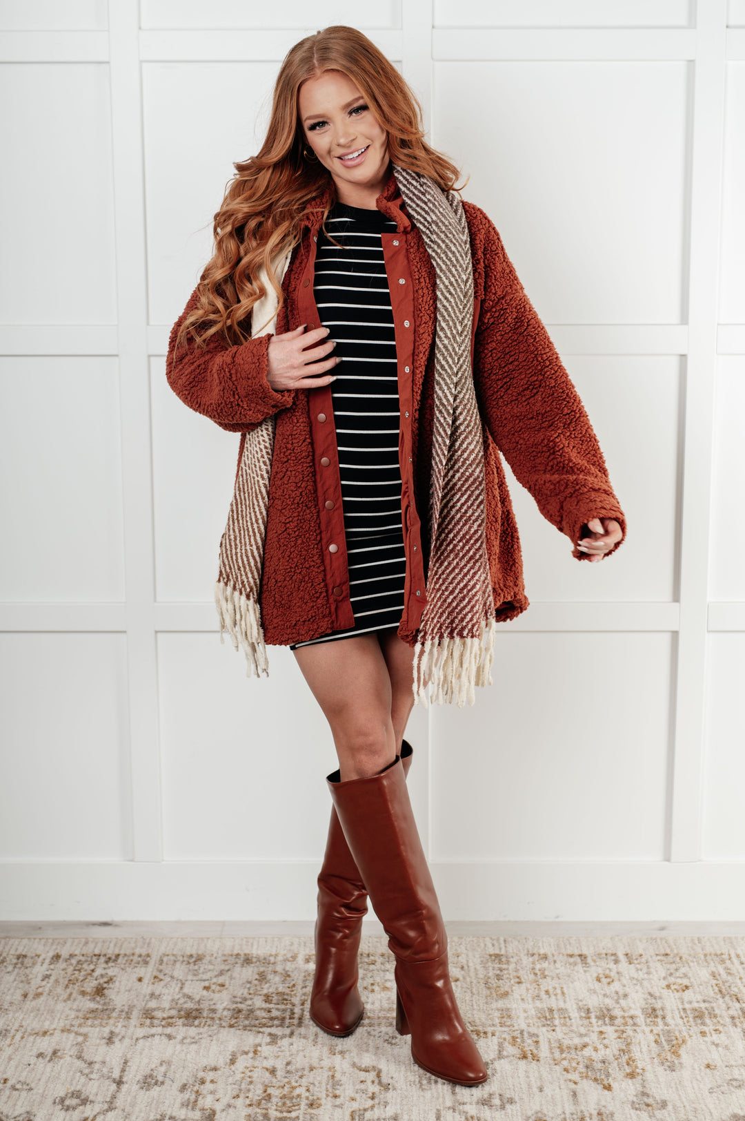 Claudette – Button-Front Oversized Sherpa Jacket for Women