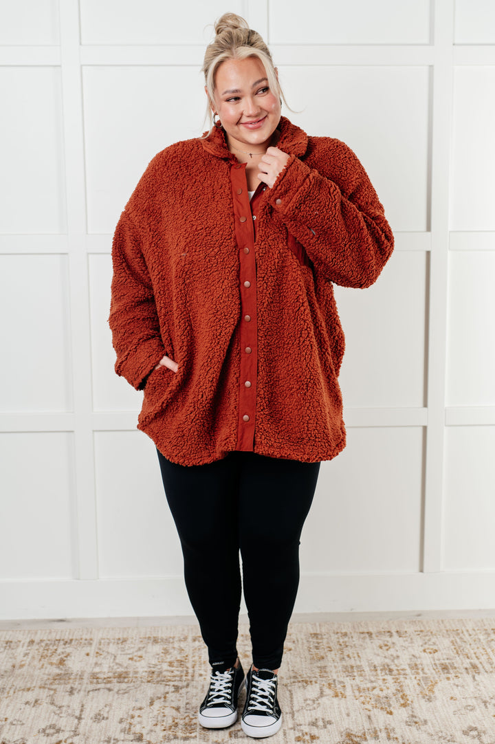 Claudette – Button-Front Oversized Sherpa Jacket for Women