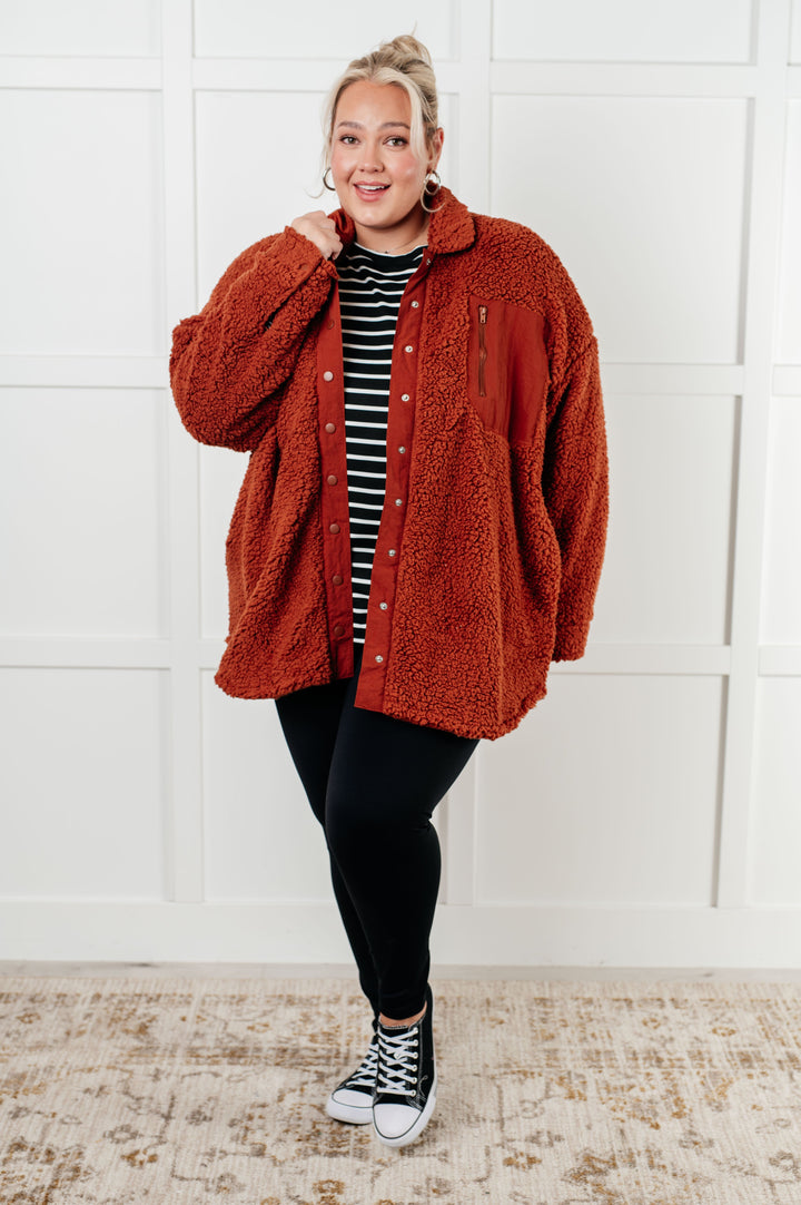 Claudette – Button-Front Oversized Sherpa Jacket for Women