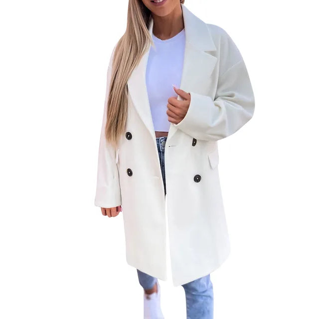 Lottie – Double-Breasted Oversized Coat with Notch Lapel
