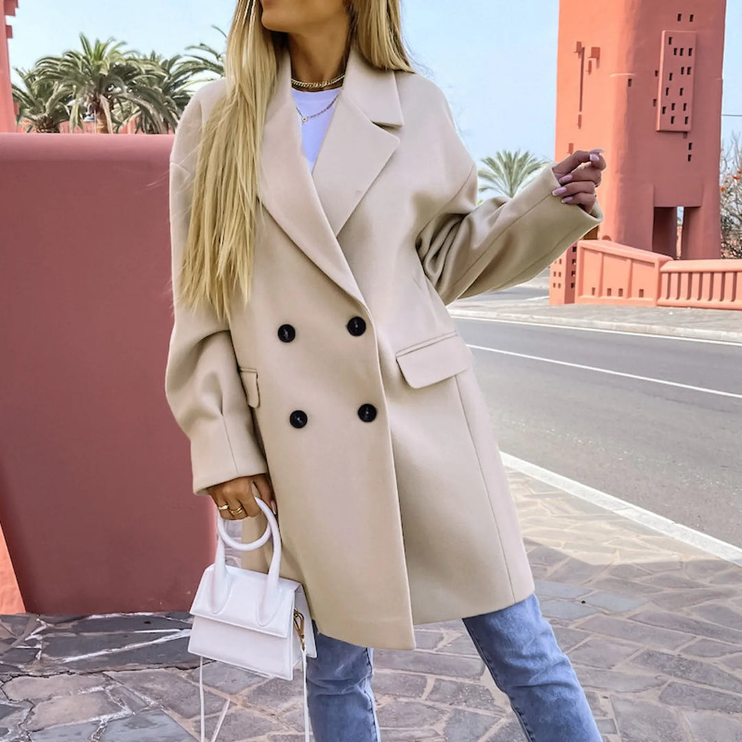 Lottie – Double-Breasted Oversized Coat with Notch Lapel