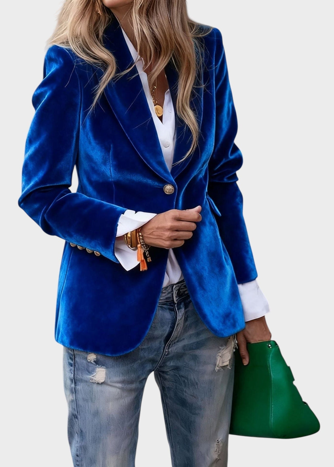 Lexi – Velvet-Look Tailored Blazer with Peak Lapel