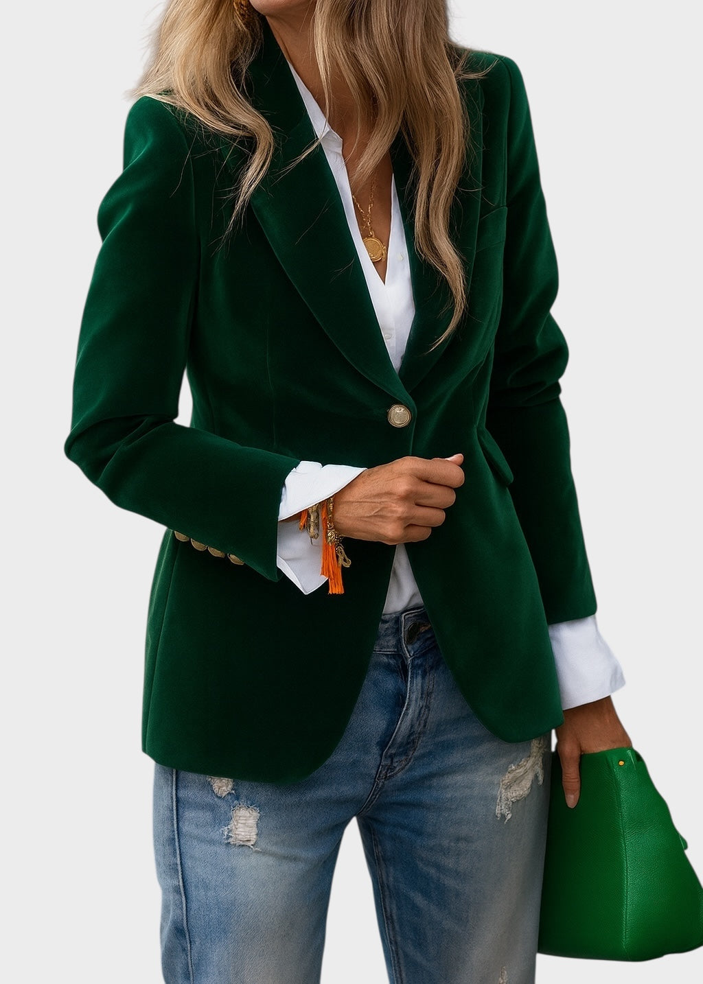 Lexi – Velvet-Look Tailored Blazer with Peak Lapel
