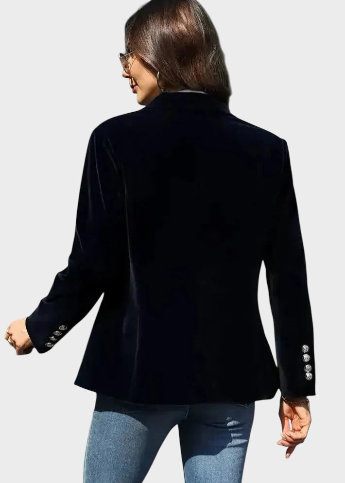 Lexi – Velvet-Look Tailored Blazer with Peak Lapel