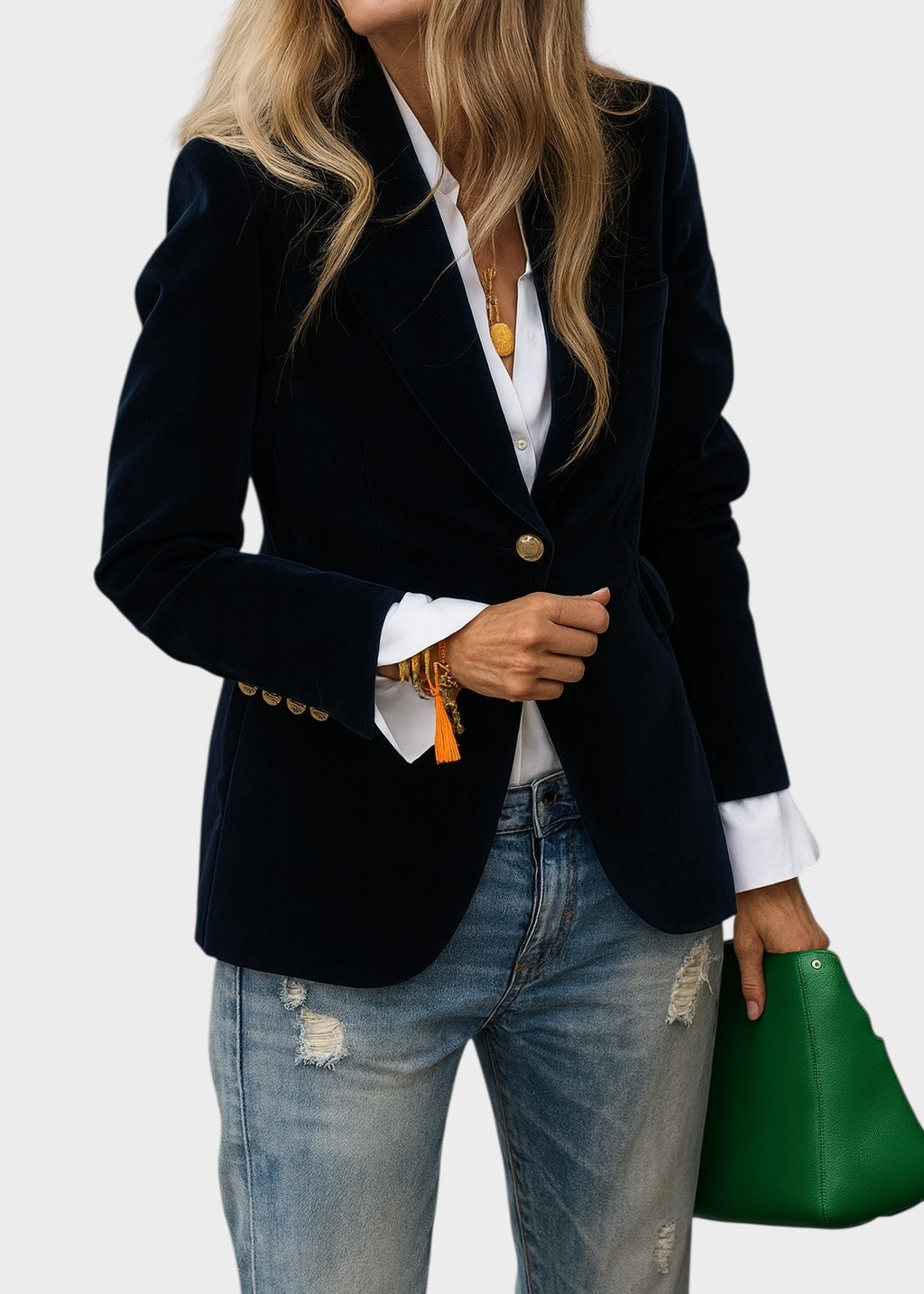 Lexi – Velvet-Look Tailored Blazer with Peak Lapel
