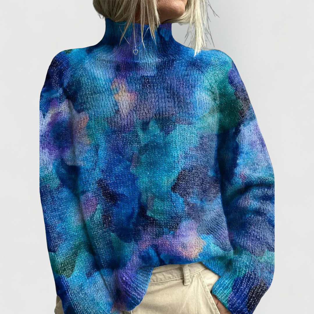 Jemima – Block-Print Turtleneck Sweater for Fall