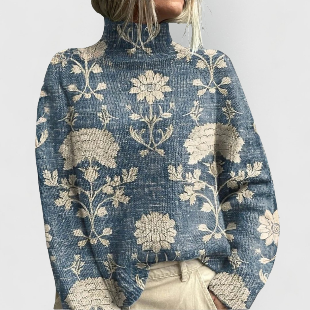 Jemima – Block-Print Turtleneck Sweater for Fall