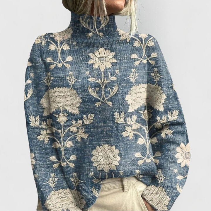 Jemima – Block-Print Turtleneck Sweater for Fall