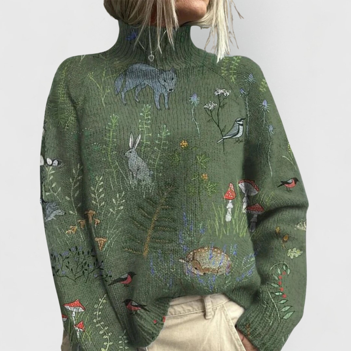Jemima – Block-Print Turtleneck Sweater for Fall