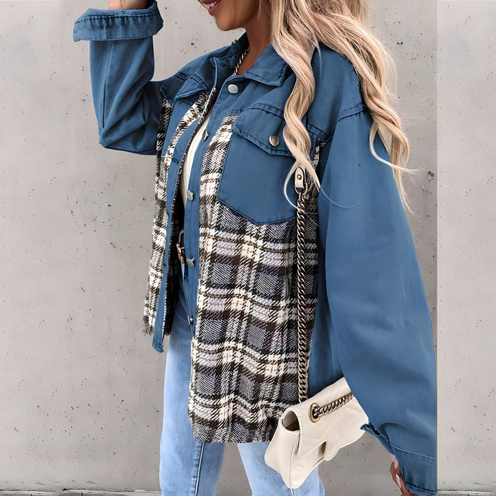 Leila – Plaid Panel Shacket with Snap Front