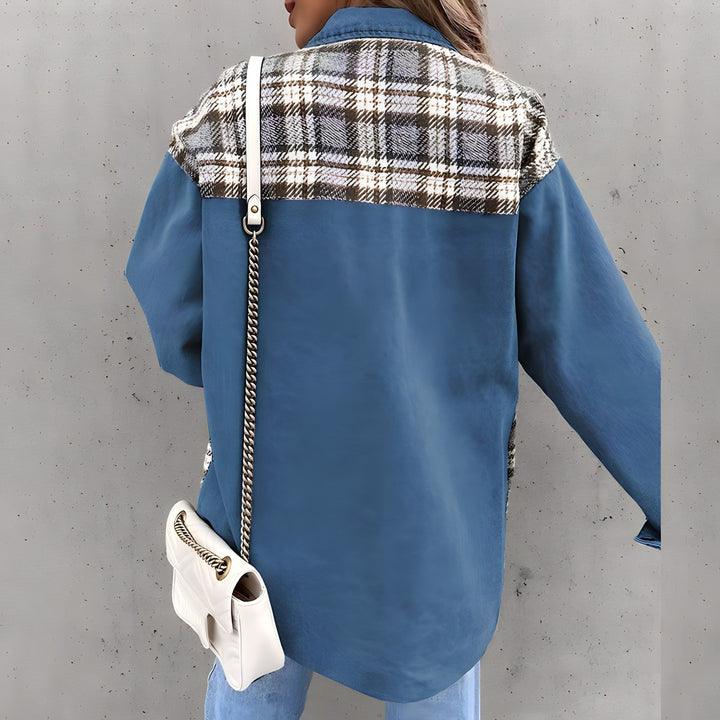 Leila – Plaid Panel Shacket with Snap Front