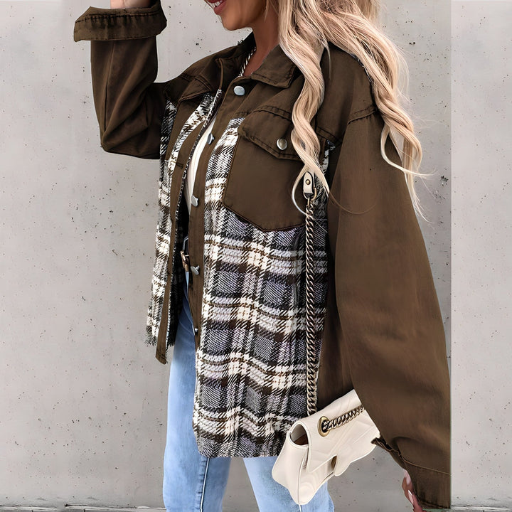 Leila – Plaid Panel Shacket with Snap Front