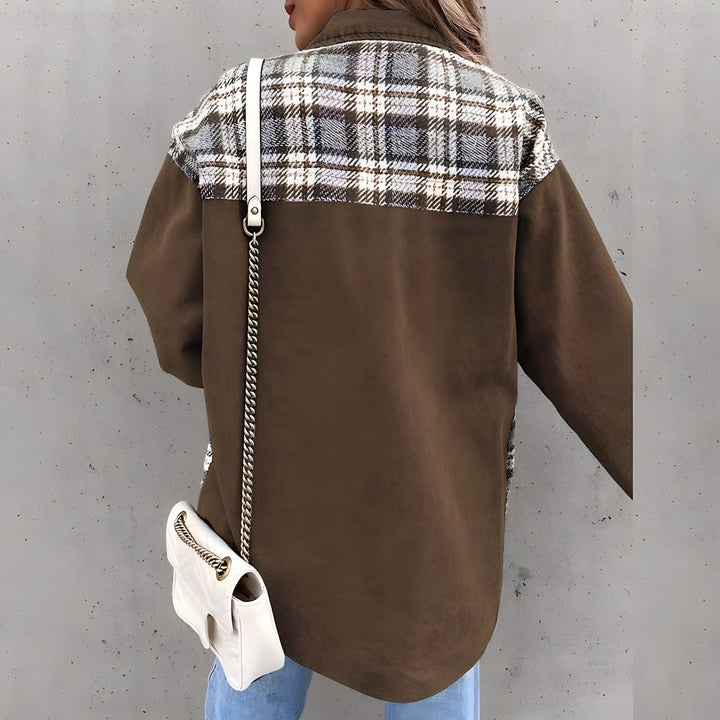 Leila – Plaid Panel Shacket with Snap Front
