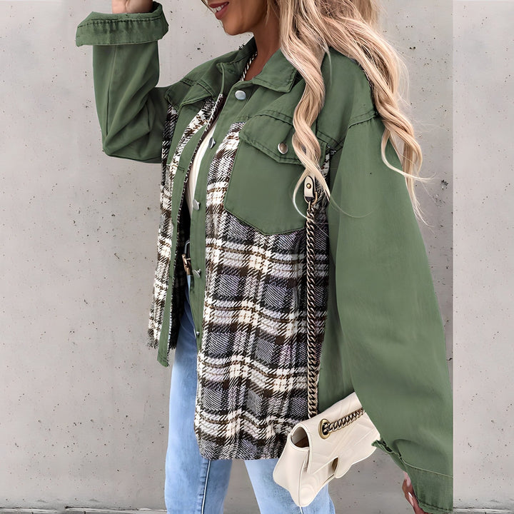 Leila – Plaid Panel Shacket with Snap Front