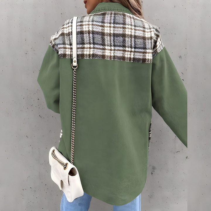 Leila – Plaid Panel Shacket with Snap Front