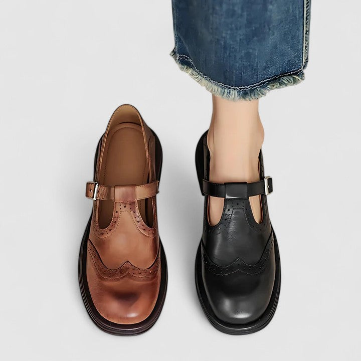 Sally – T-Bar Mary Jane Flats with Buckle Strap