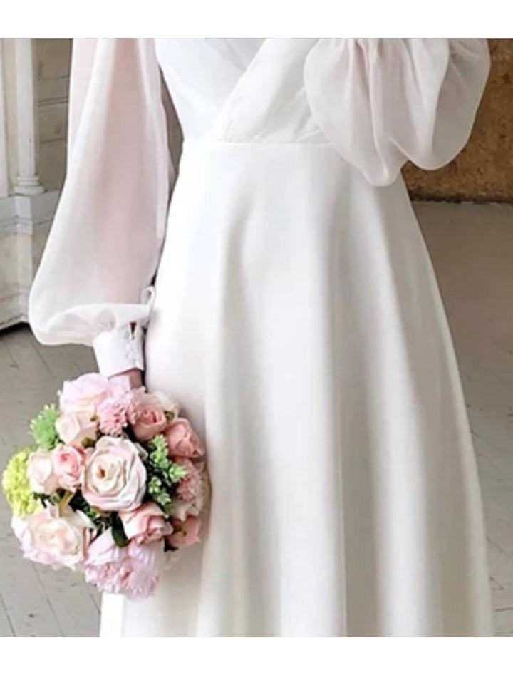 NOUVEAU RICHE Damen Elegant Brautkleid Midi Mit Voluminösen Puffärmel