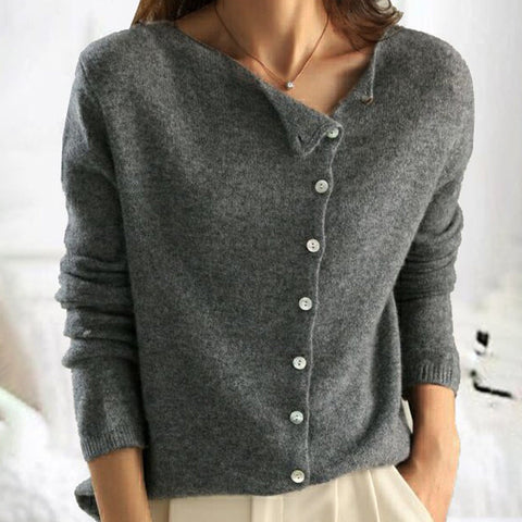 Maglia elegante Donna | Scollatura Asimmetrica & Chiusura con Bottoni