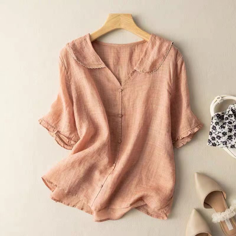 Nicole – Flowy Vintage Blouse with Button-Down Detail