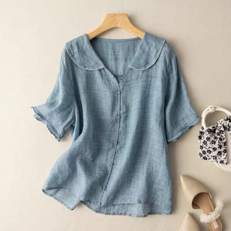 Nicole – Flowy Vintage Blouse with Button-Down Detail