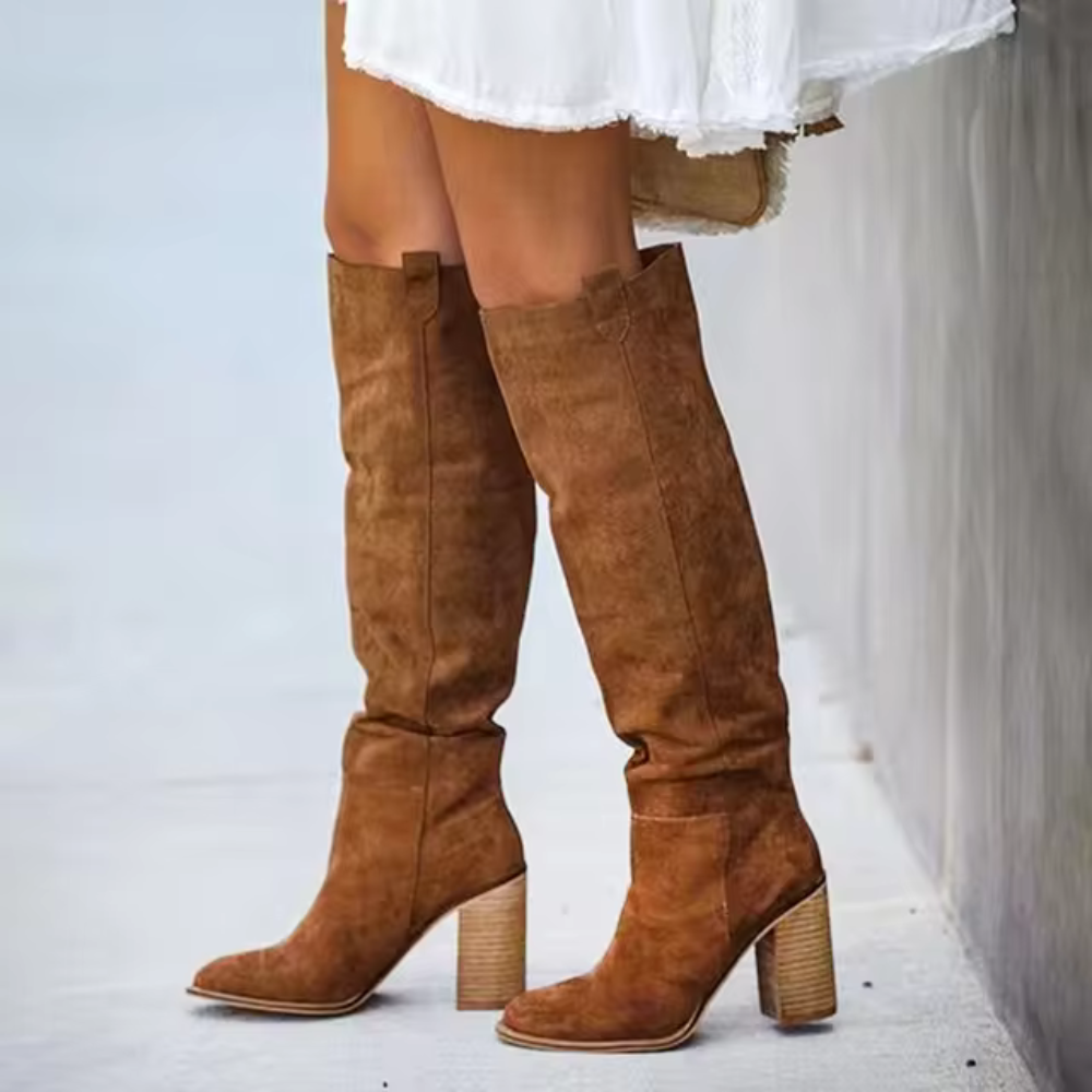 Orla – Pointed Toe Suede-Look Knee-High Boots for Women