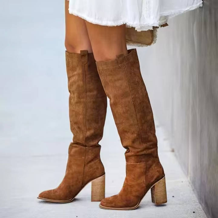 Orla – Pointed Toe Suede-Look Knee-High Boots for Women