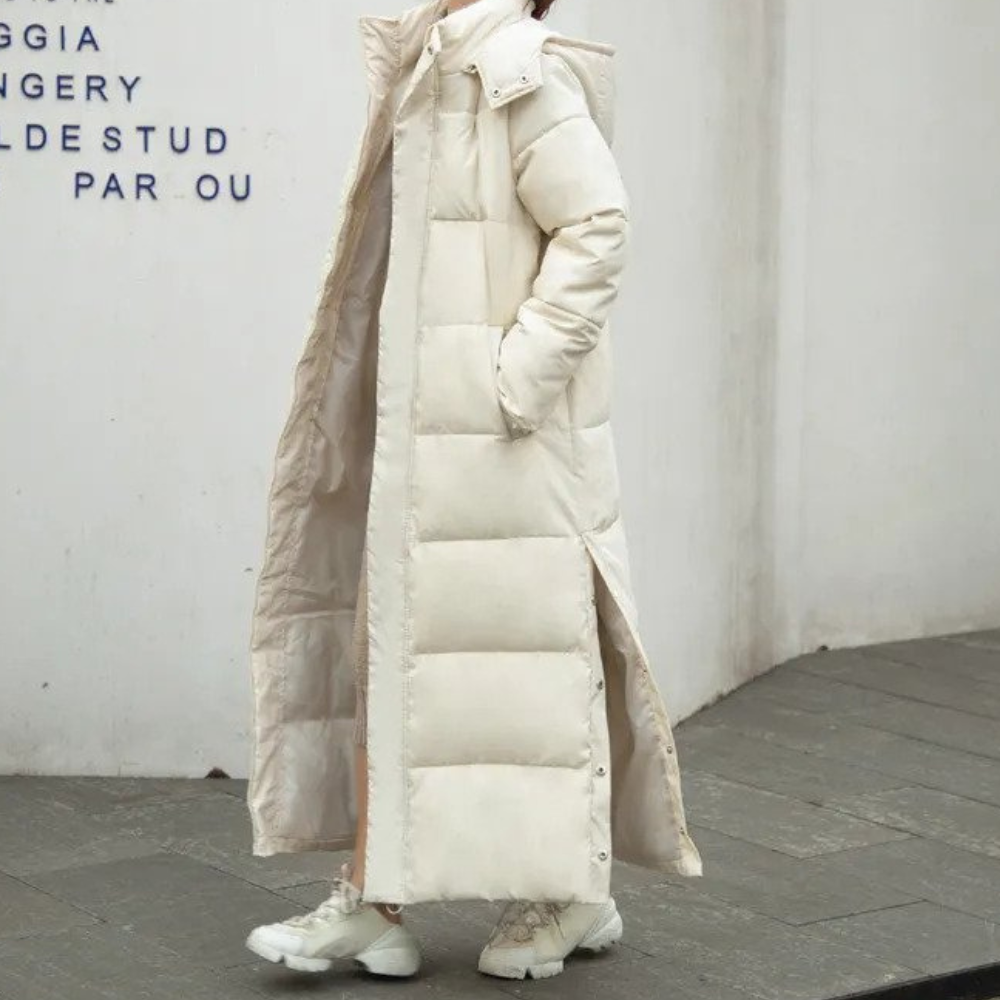 Marisol – Maxi Hooded Puffer Coat with Snap Placket