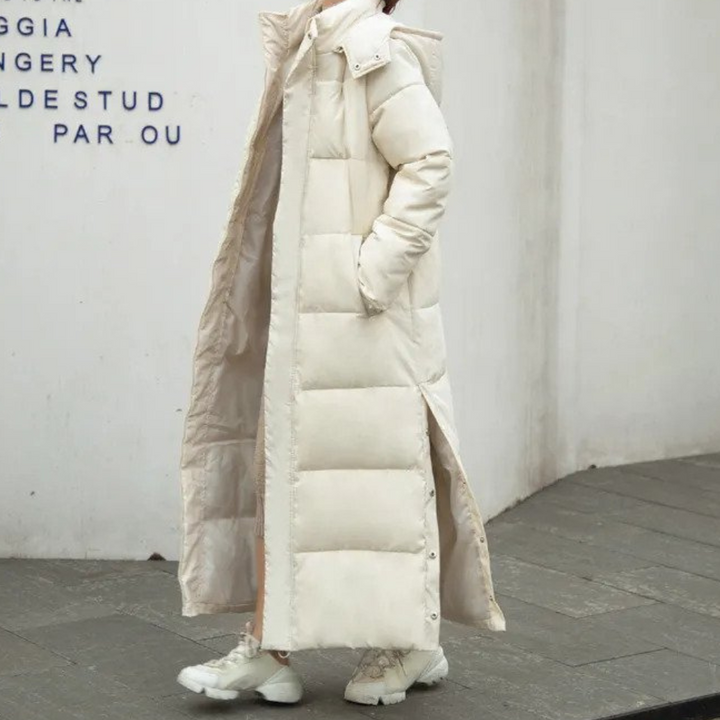 Marisol – Maxi Hooded Puffer Coat with Snap Placket