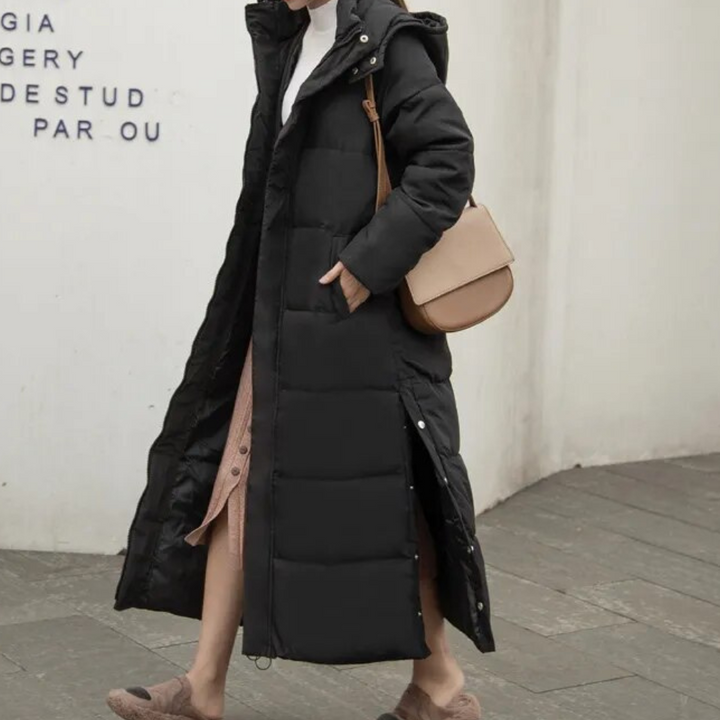 Marisol – Maxi Hooded Puffer Coat with Snap Placket