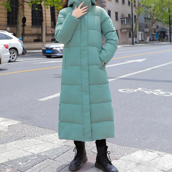Marisol – Maxi Hooded Puffer Coat with Snap Placket