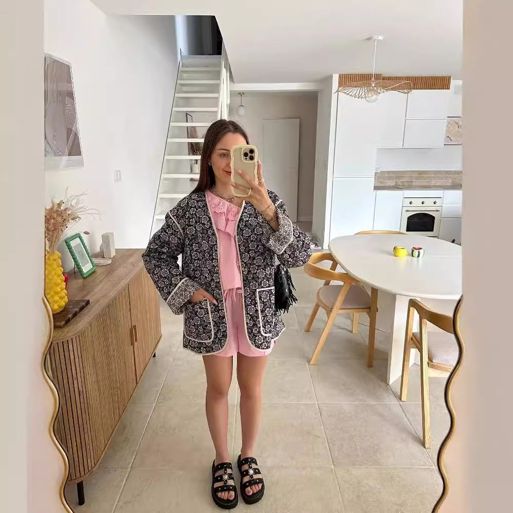 Saoirse – Floral Quilted Oversized Jacket for Women