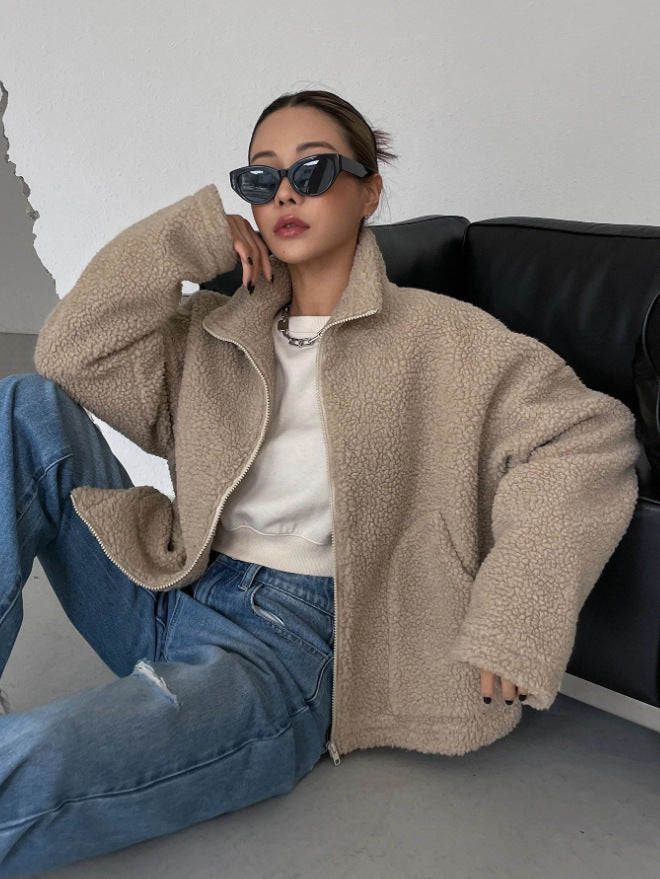 Roselyn – Cropped Teddy Zip Jacket for Women