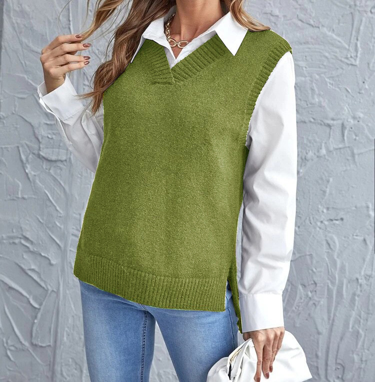 Antonella – V-Neck Ribbed Sweater Vest for Women