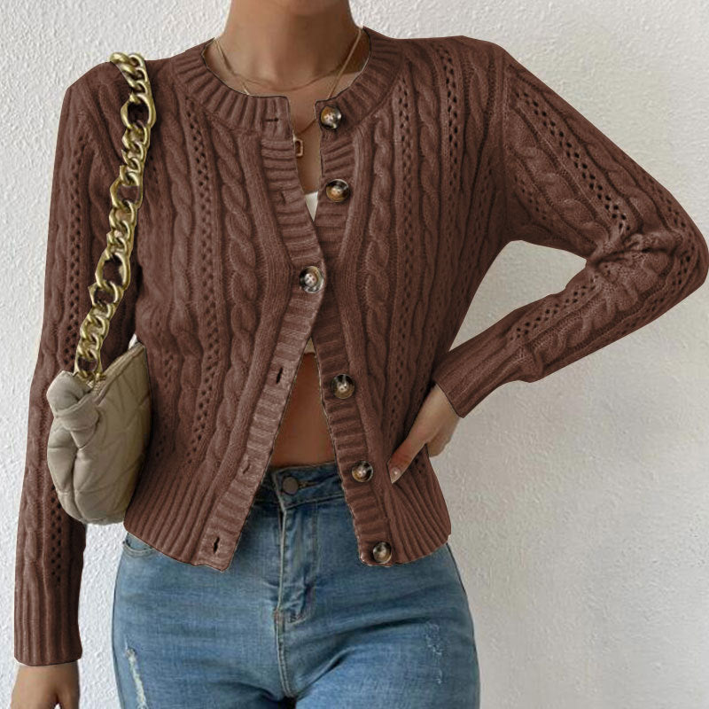Bellamy – Cropped Cable-Stitch Button-Front Cardigan for Women