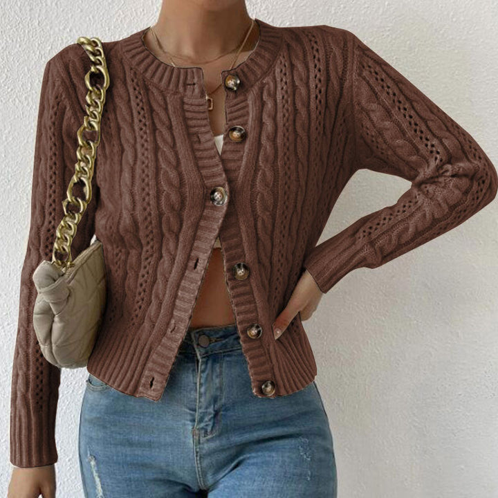 Bellamy – Cropped Cable-Stitch Button-Front Cardigan for Women