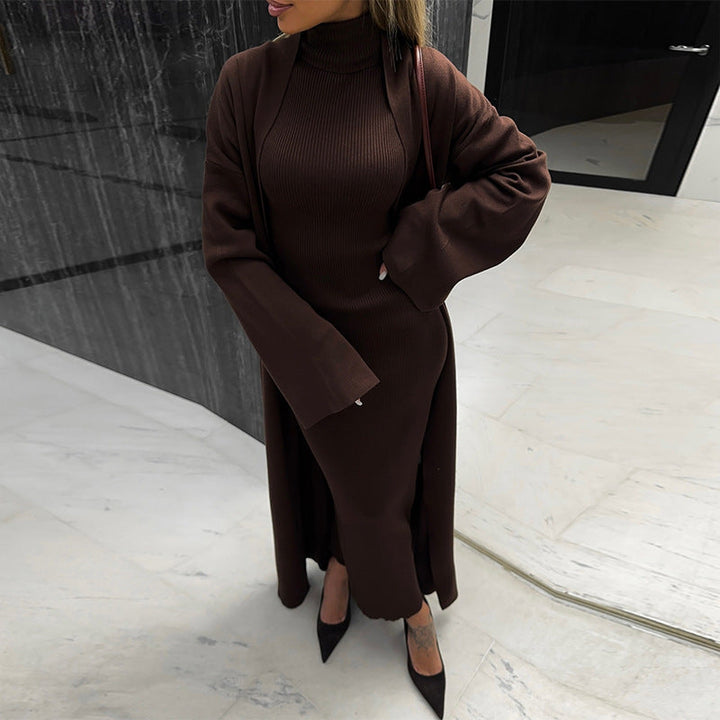 Morgan – Turtleneck Maxi Dress and Duster Cardigan Set for Women