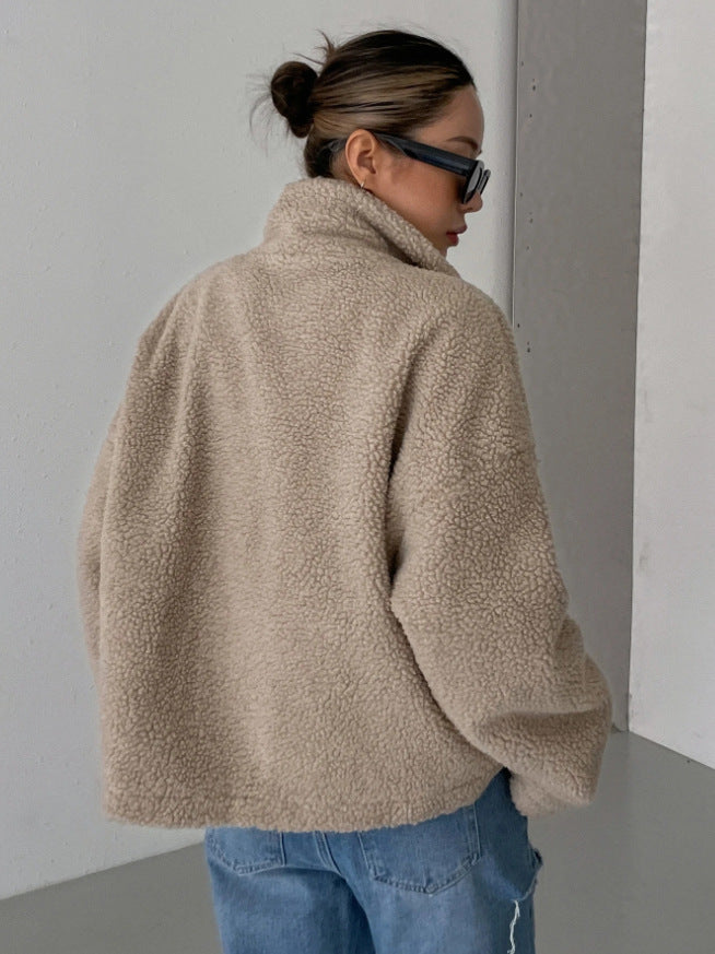 Roselyn – Cropped Teddy Zip Jacket for Women