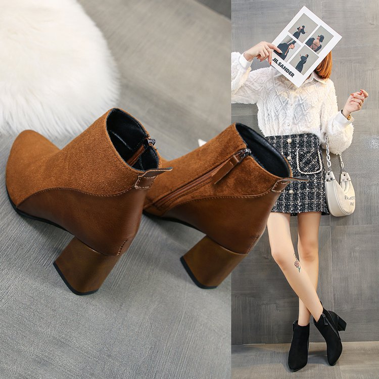 Michaela – Two-Tone Block Heel Ankle Boots for Women