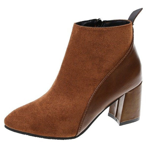 Michaela – Two-Tone Block Heel Ankle Boots for Women