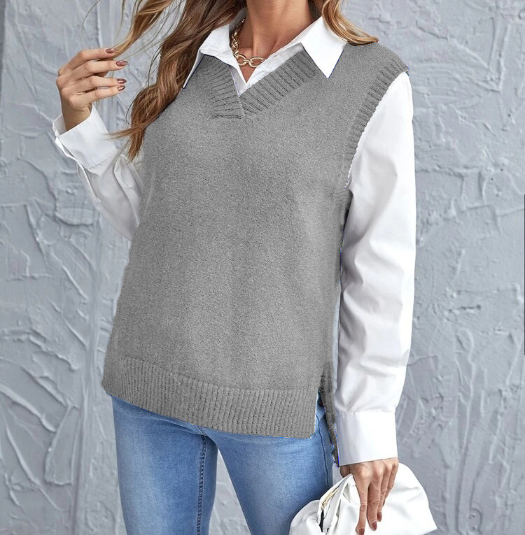 Antonella – V-Neck Ribbed Sweater Vest for Women