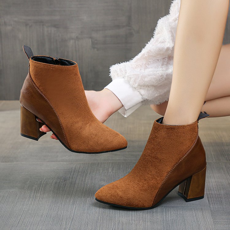 Michaela – Two-Tone Block Heel Ankle Boots for Women