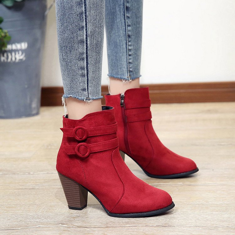 Melinda – Buckle Strap Pointed Toe Ankle Boots for Women