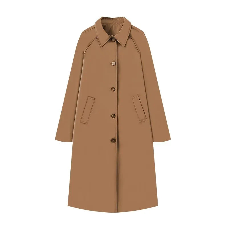 Lyla – Longline Trench Coat with Plaid Lining