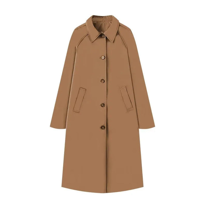 Lyla – Longline Trench Coat with Plaid Lining
