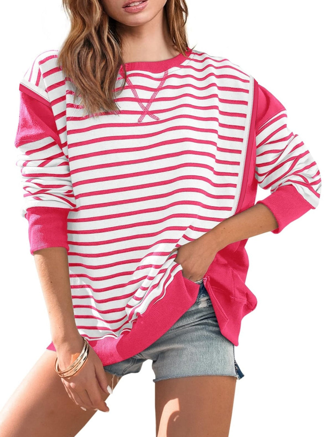 Isabel – Striped Color-Block Oversized Sweatshirt