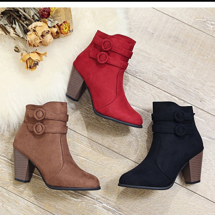 Melinda – Buckle Strap Pointed Toe Ankle Boots for Women