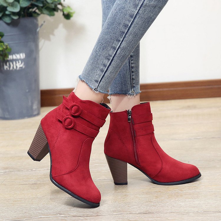 Melinda – Buckle Strap Pointed Toe Ankle Boots for Women