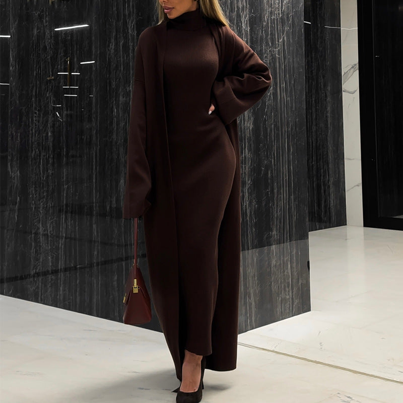 Morgan – Turtleneck Maxi Dress and Duster Cardigan Set for Women